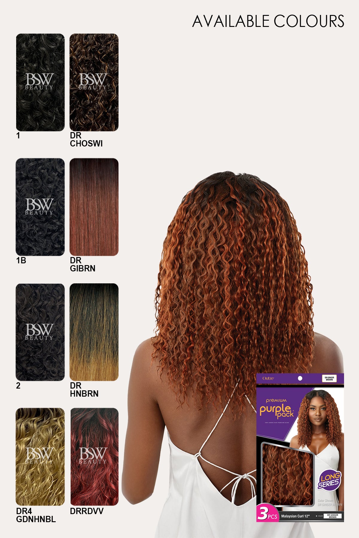 OUTRE PURPLE PACK 3PCS - MALAYSIAN CURL 12