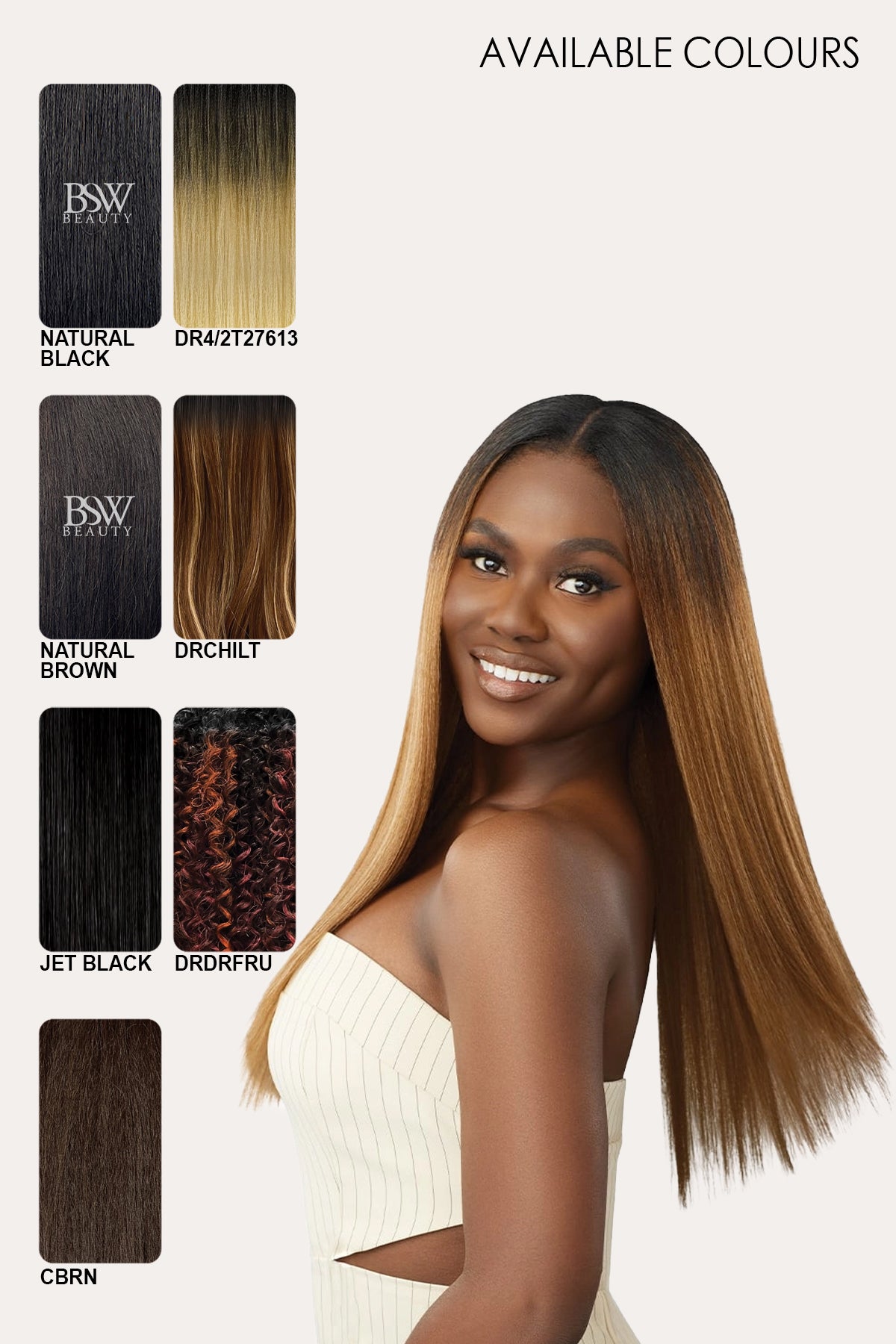 OUTRE  BIG BEAUTIFUL HAIR CLIP-IN  9PCS - NATURAL YAKI 18" - BSW BEAUTY CANADA