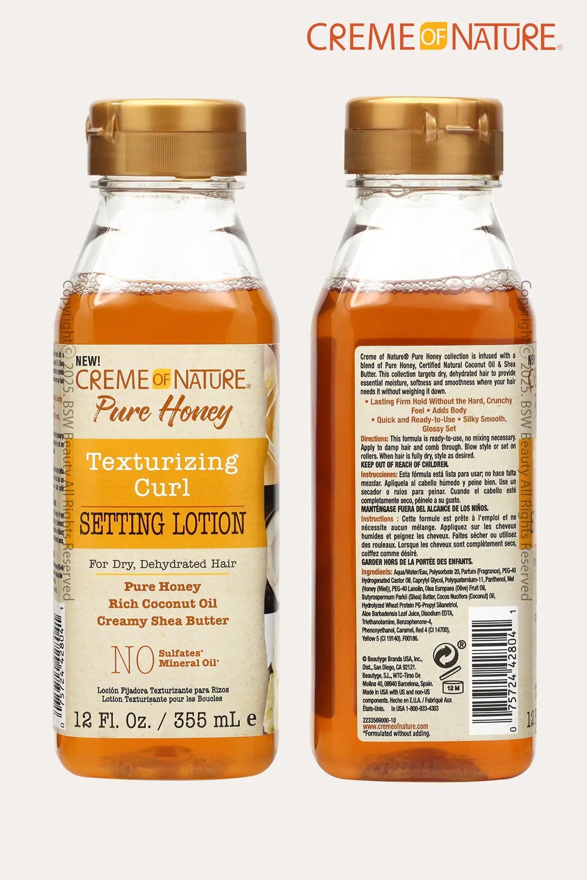 CREME OF NATURE PURE HONEY TEXTURIZING CURL SETTING LOTION 12oz - BSW BEAUTY CANADA