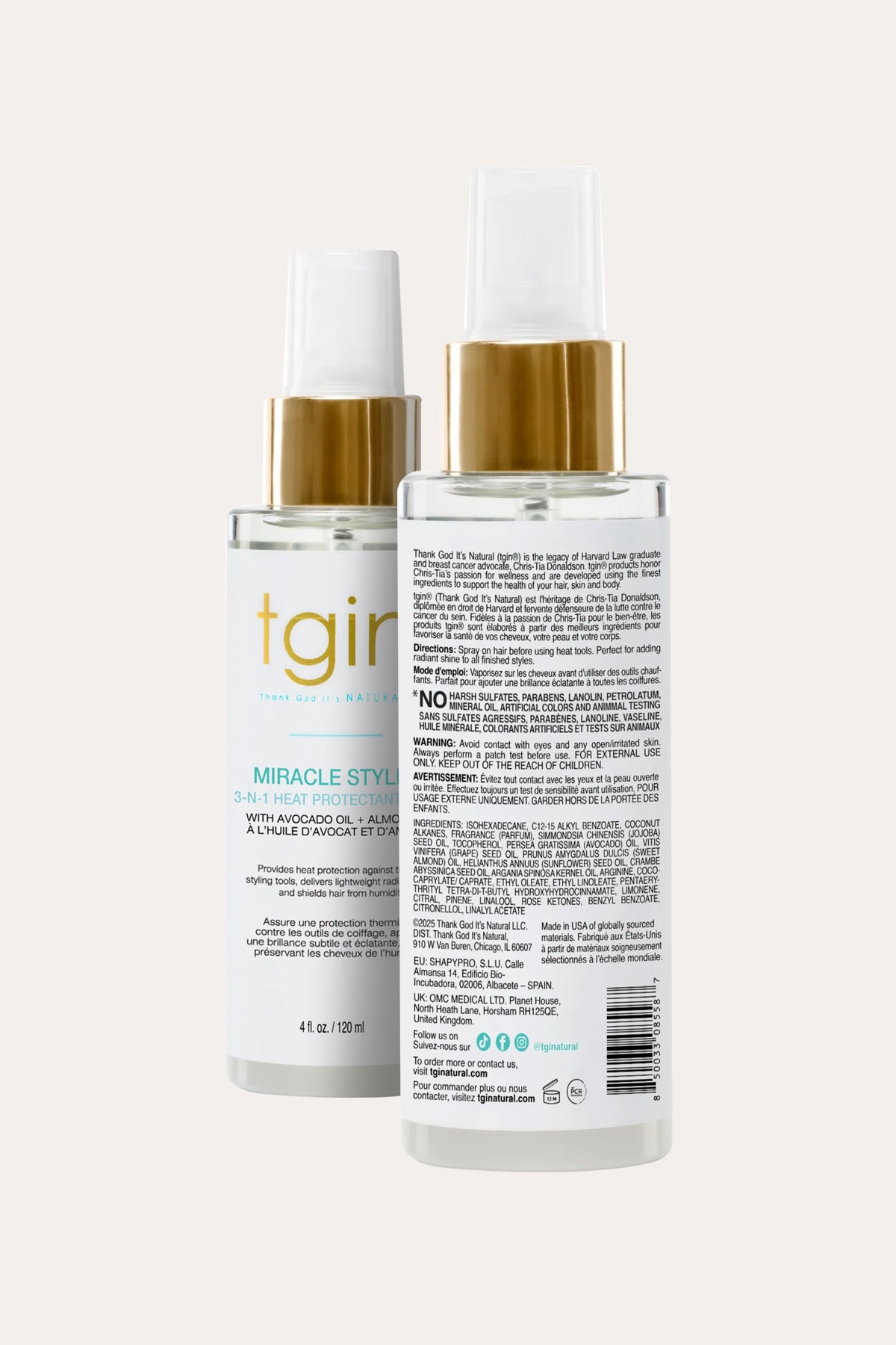 TGIN MIRACLE STYLING 3-N-1 HEAT PROTECTANT SPRAY 4oz - BSW BEAUTY CANADA