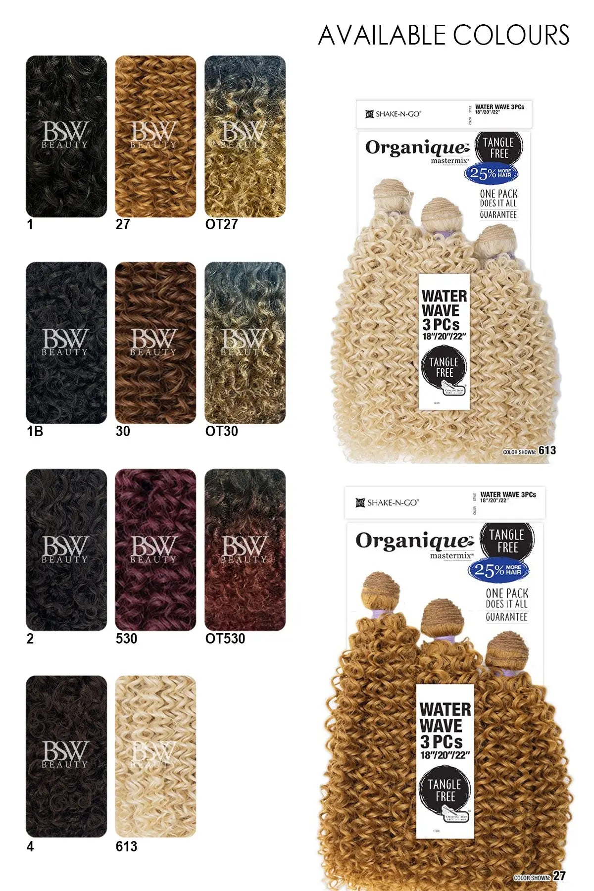 SHAKE N GO ORGANIQUE WATER WAVE 18"20"22" - BSW BEAUTY CANADA