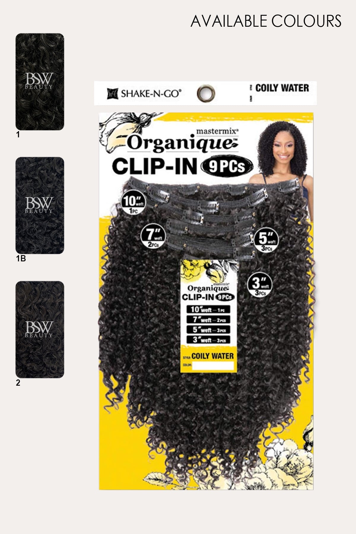 SHAKE N GO ORGANIQUE CLIP-IN 9PCS - COILY WATER - BSW BEAUTY CANADA