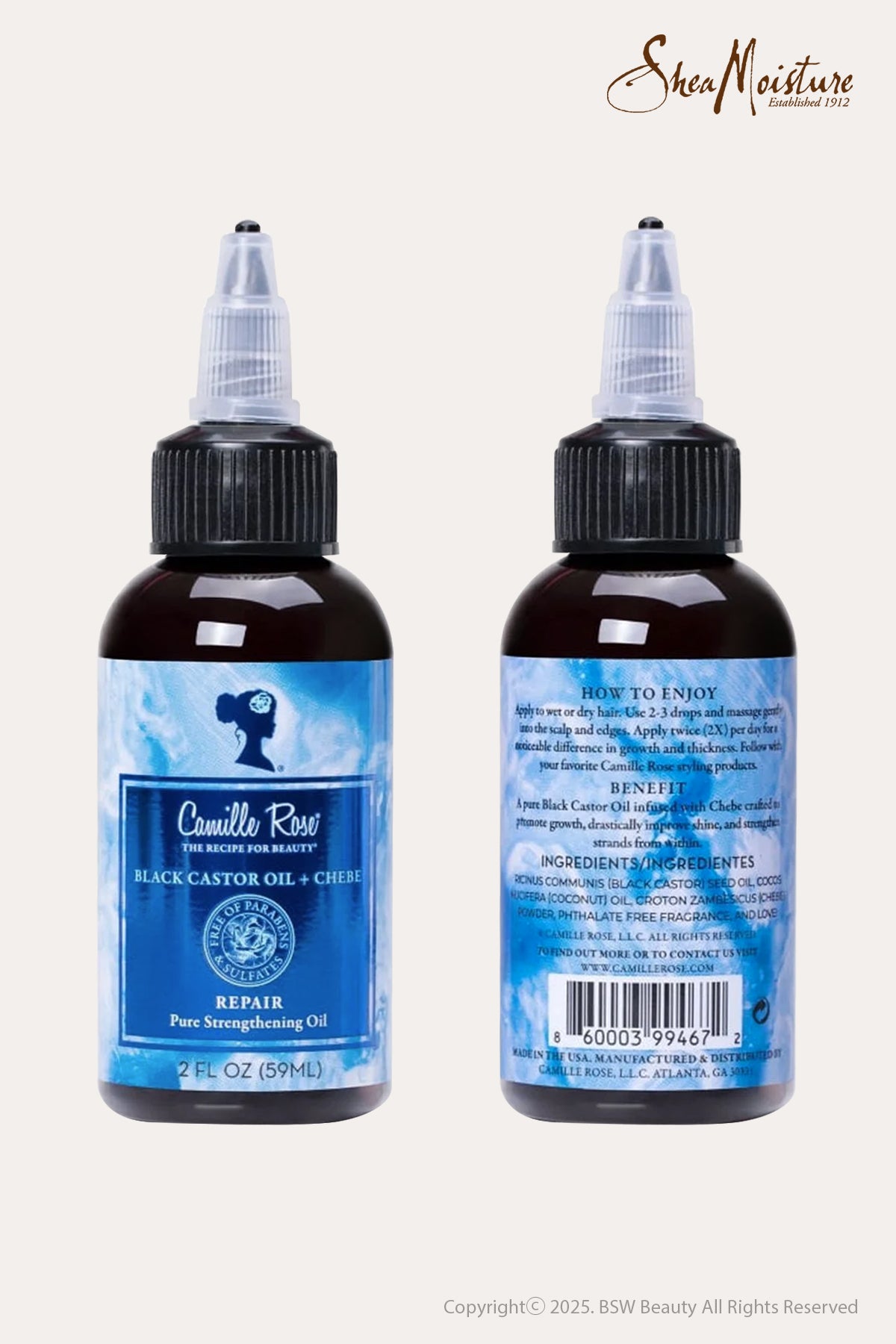 CAMILLE ROSE BLACK CASTOR OIL + CHEBE OIL 2oz - BSW BEAUTY CANADA