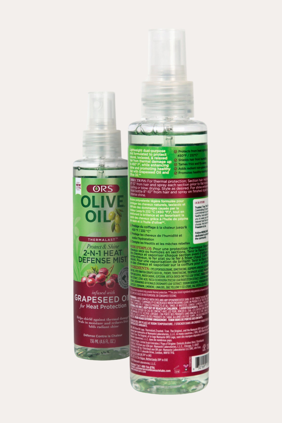 ORS OLIVE OIL WITH GRAPESEED OIL PROTECT & SHINE 2-N-1 HEAT DEFENSE MIST 4.6oz