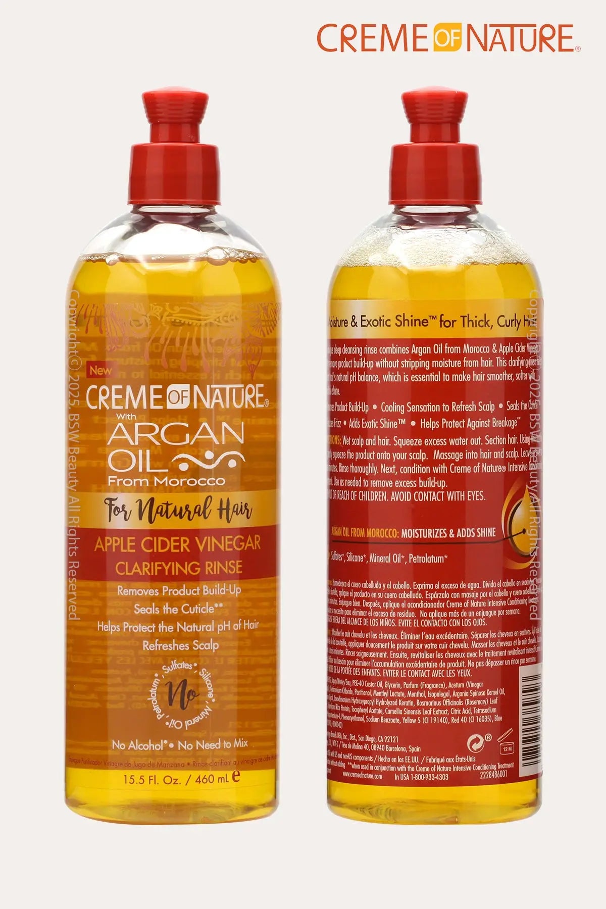CREME OF NATURE ARGAN OIL APPLE CIDER VINEGAR CLARIFYIG RINSE 15.5oz