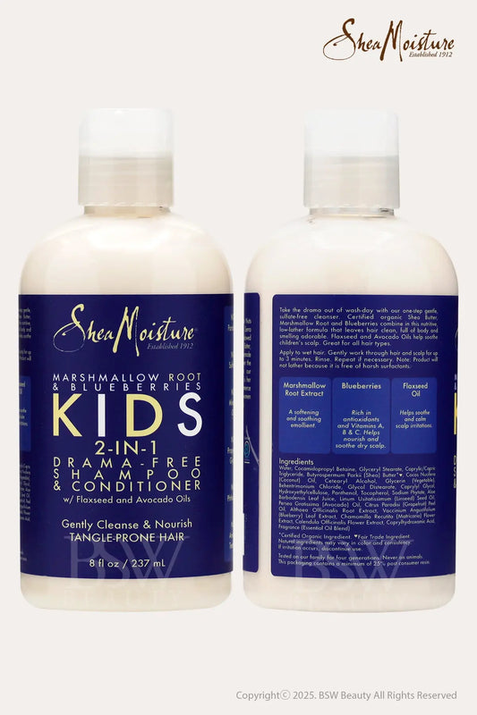 SHEA MOISTURE MARSHMALLOW ROOT & BLUEBERRIES KIDS 2-IN-1 DRAMA-FREE SHAMPOO & CONDITIONER 8oz - BSW BEAUTY CANADA