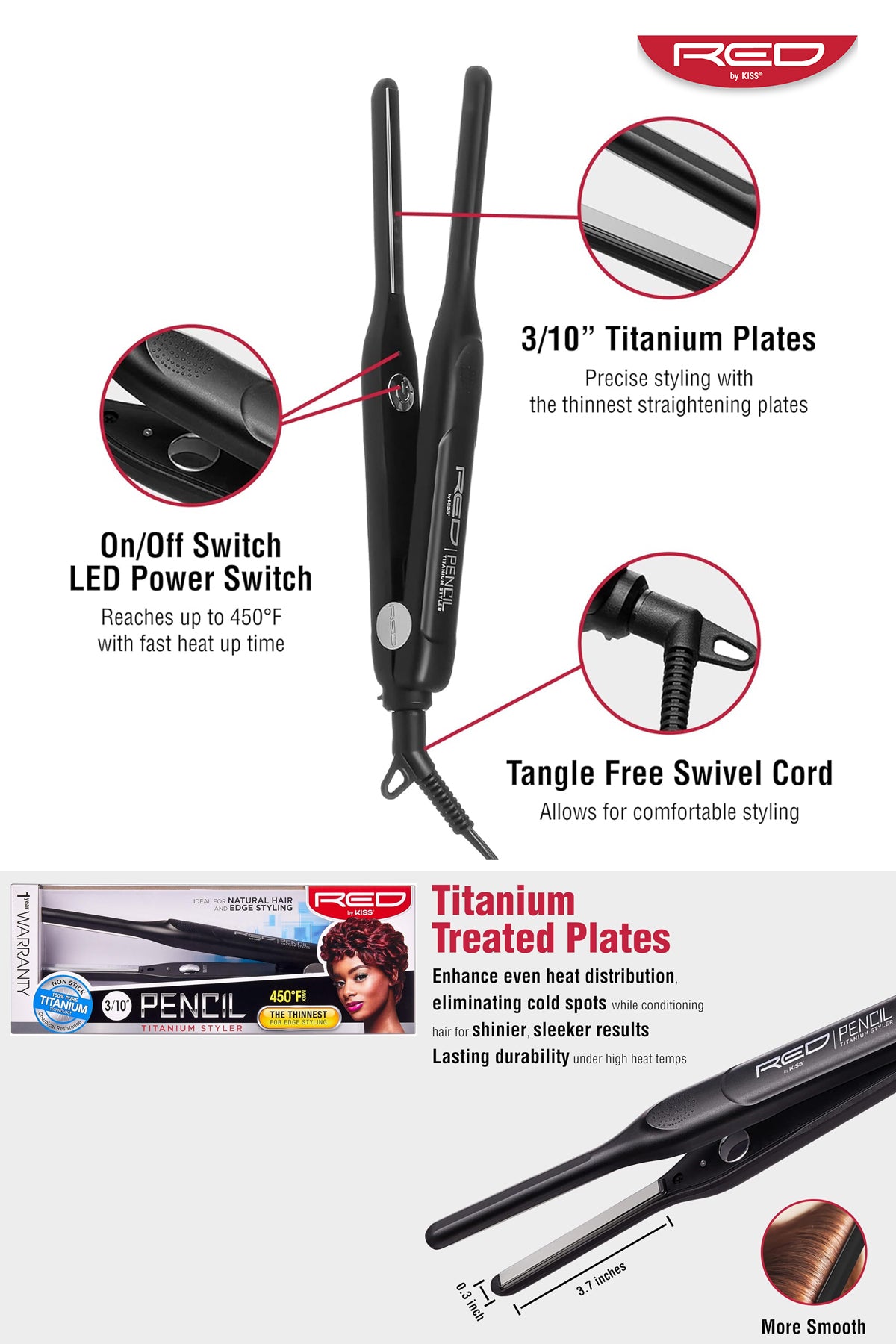 RED BY KISS TITANIUM FLAT IRON