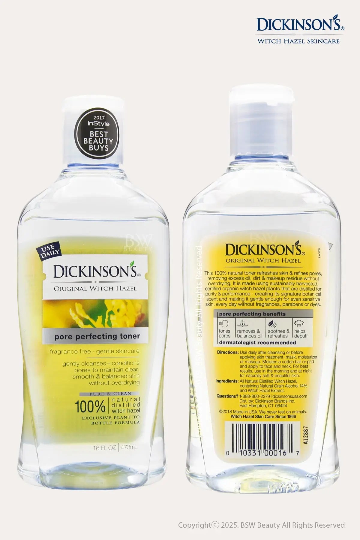 DICKINSON'S ORIGINAL WITCH HAZEL PORE PERFECTING TONER 16oz - BSW BEAUTY CANADA