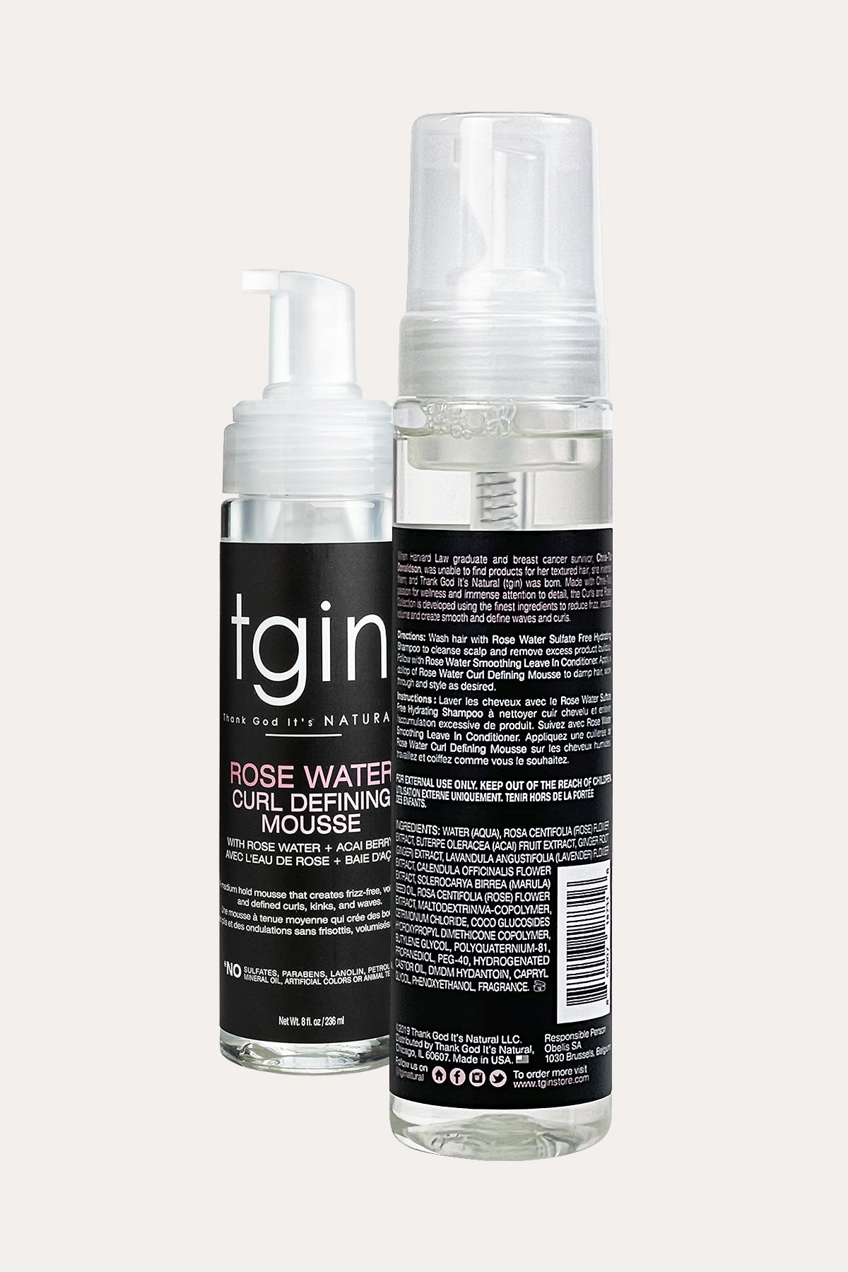 TGIN ROSE WATER CURLING DEFINING MOUSSE 8oz