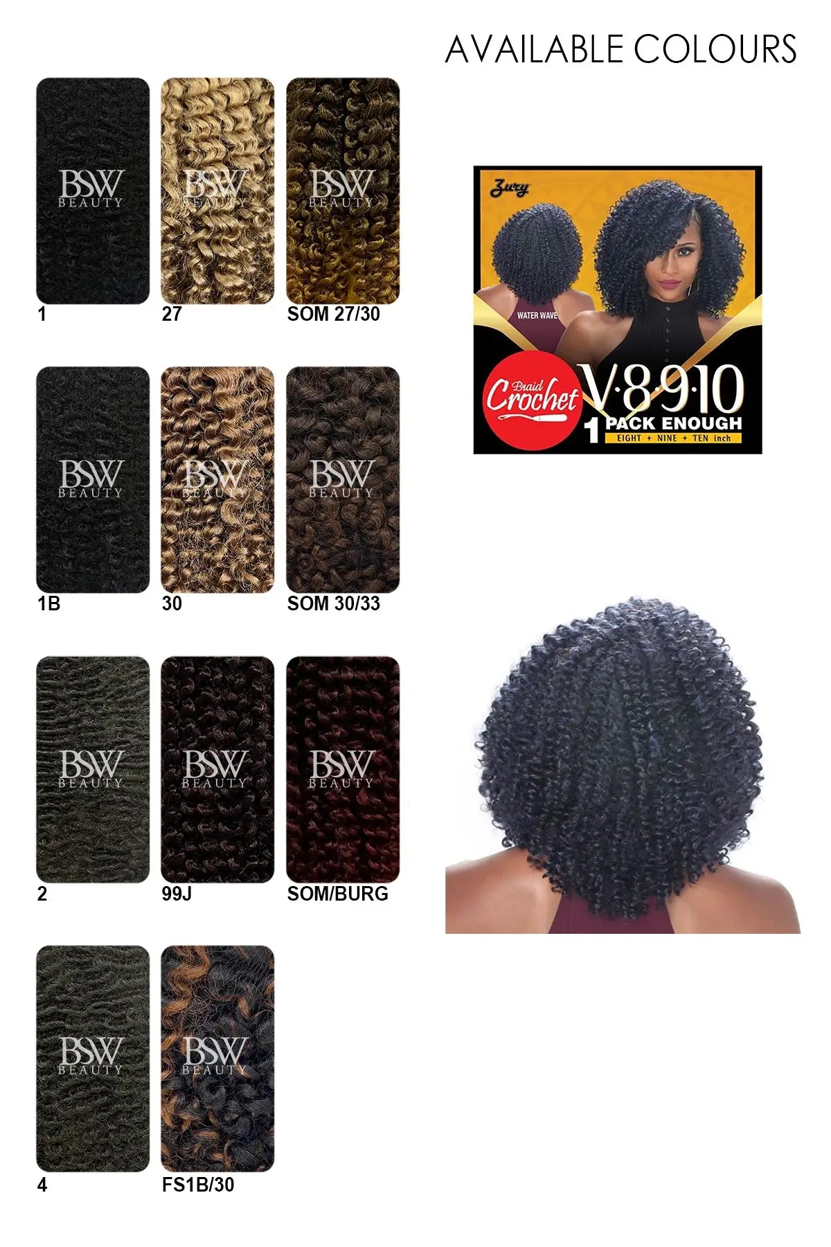 ZURY NATURAL STAR CROCHET BRAIDS V8.9.10 WATER WAVE (1PACK ENOUGH) - BSW BEAUTY CANADA