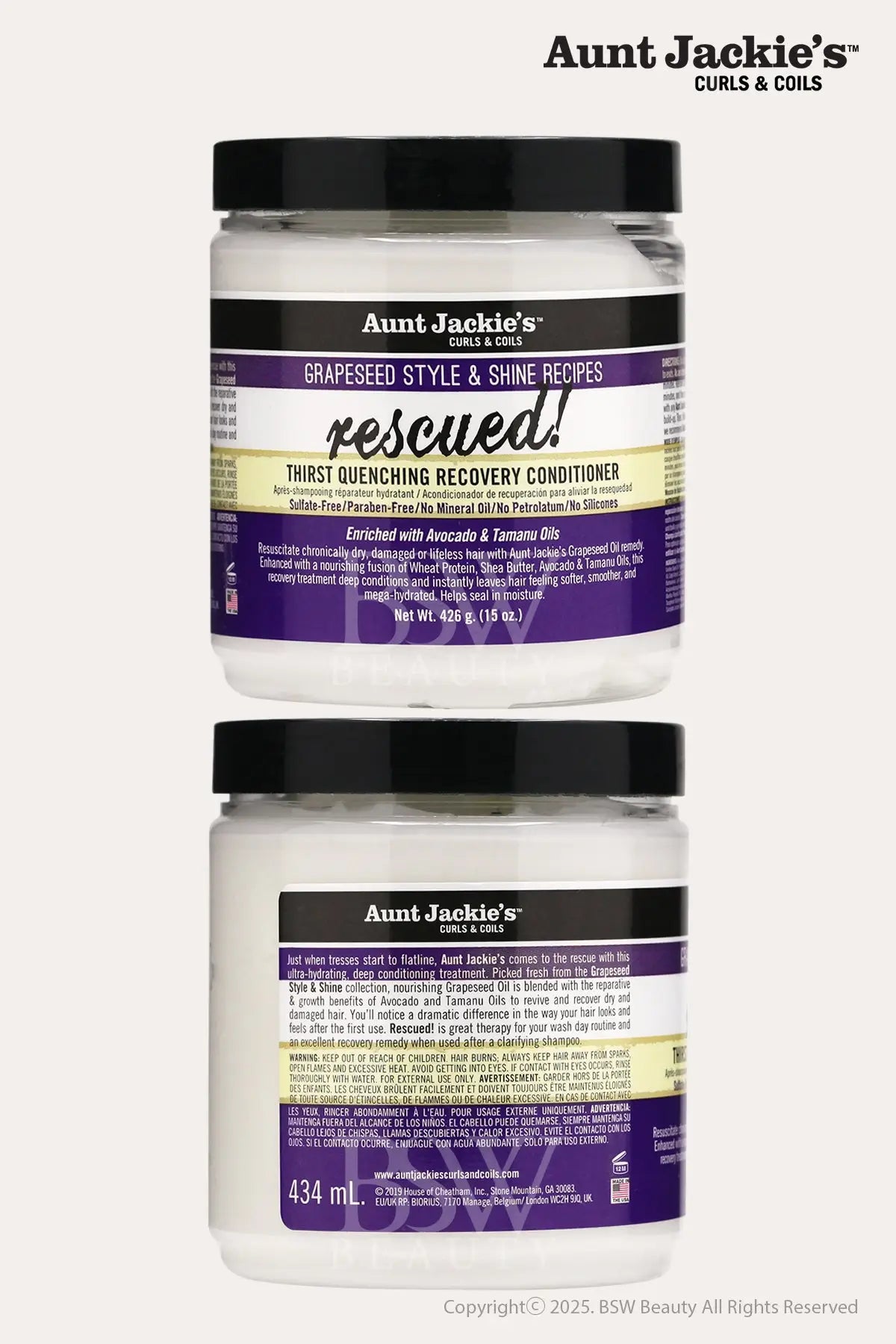 AUNT JACKIE'S GRAPESEED STYLE & SHINE RECIPES RESCUED THIRST QUENCHING RECOVERY CONDITIONER 15oz - BSW BEAUTY CANADA