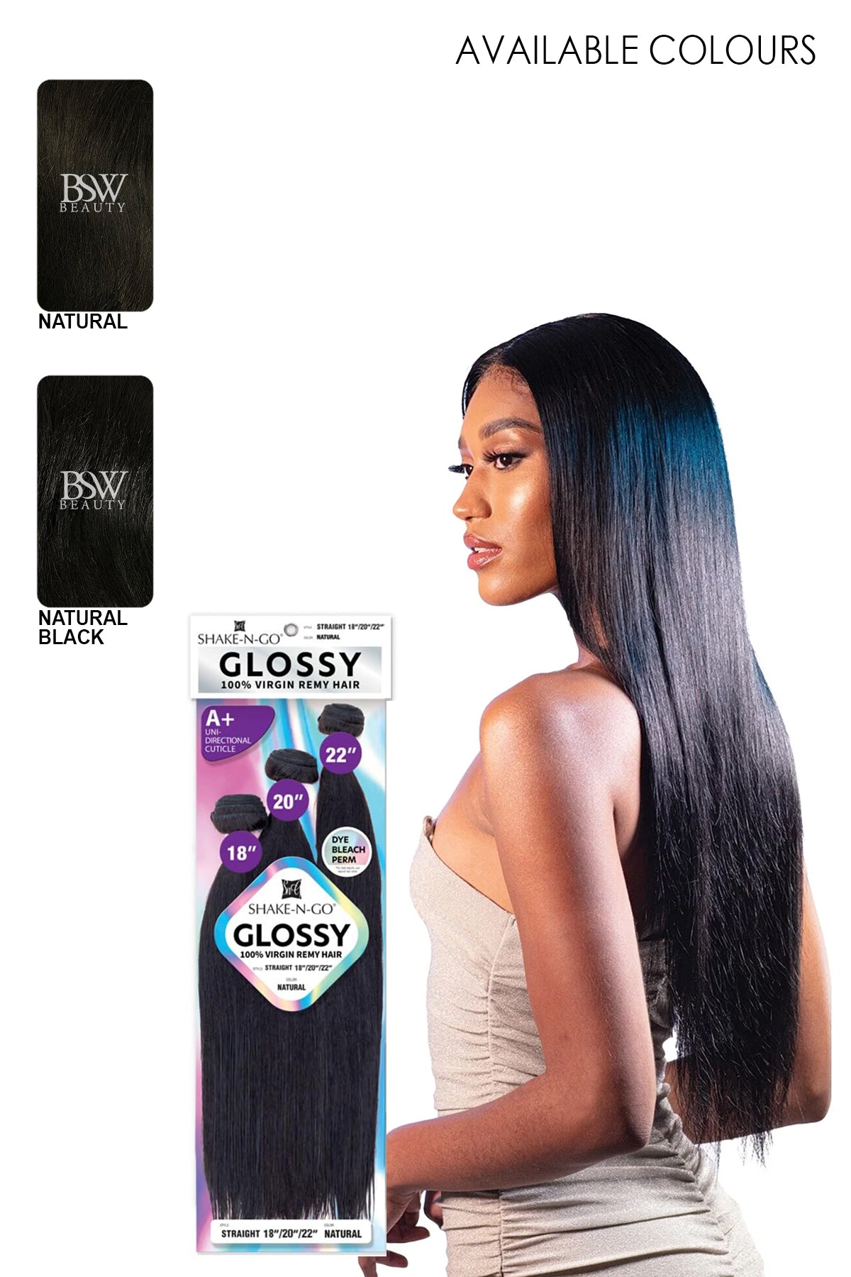 SHAKE N GO GLOSSY 100% VIRGIN REMY HAIR STRAIGHT - BSW BEAUTY CANADA