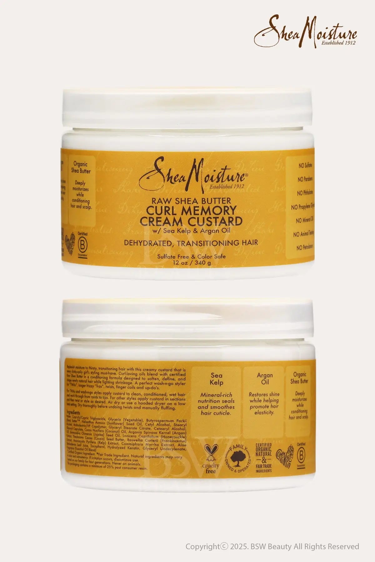 SHEA MOISTURE RAW SHEA BUTTER CURL MEMORY CREAM CUSTARD 12oz