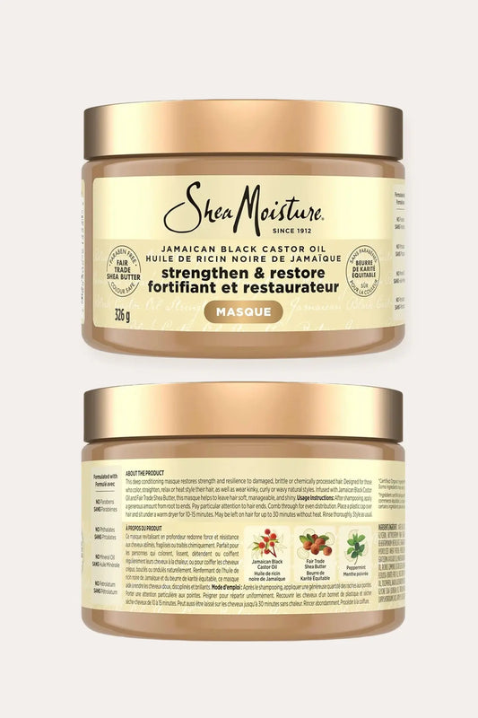 SHEA MOISTURE JAMAICAN BLACK CASTOR OIL STRENGTHEN&RESTORE TREATMENT MASQUE 12oz SHEA MOISTURE