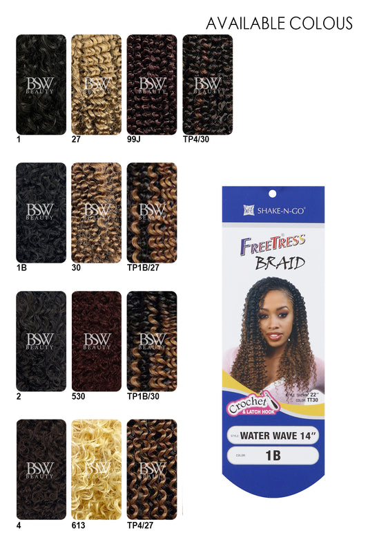 SHAKE N GO FREETRESS CROCHET BRAID - WATER WAVE 14" - BSW BEAUTY CANADA