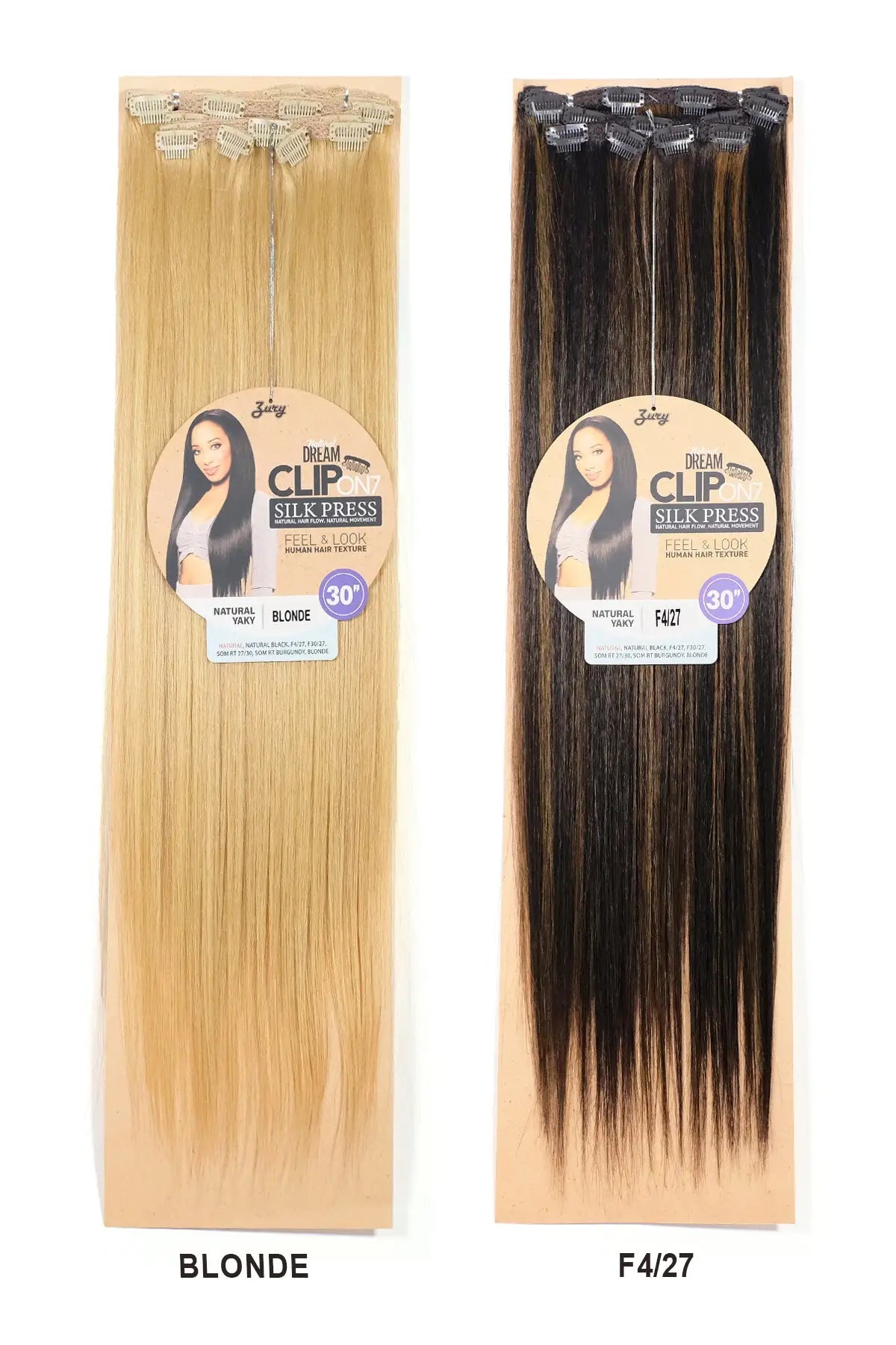 ZURY NATURAL DREAM CLIP ON 7 SILK PRESS NATURAL YAKY 30" ZURY