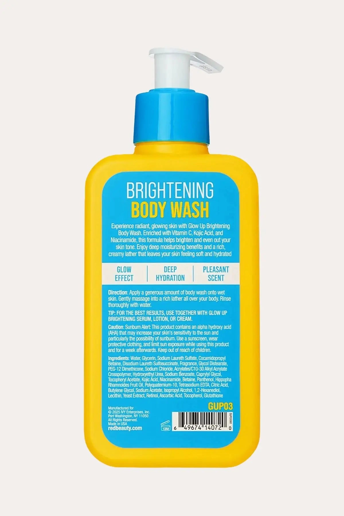 RED BY KISS GLOW UP BRIGHTENING BODY WASH -  KOJIC ACID, VITAMIN C & NIACINAMIDE - BSW BEAUTY CANADA
