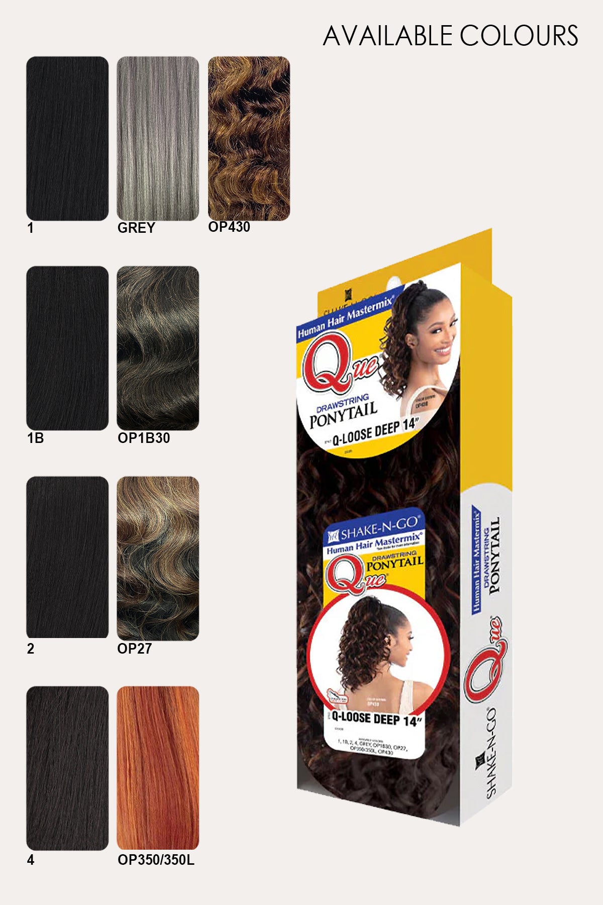 SHAKE N GO QUE DRAWSTRING PONYTAIL - LOOSE DEEP 14" - BSW BEAUTY CANADA