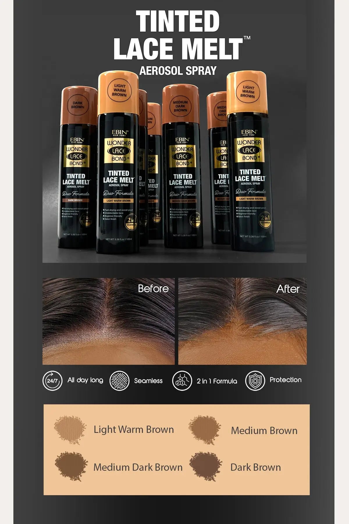 EBIN WONDER BOND TINTED LACE AEROSOL SPRAY 3.38oz - BSW BEAUTY CANADA