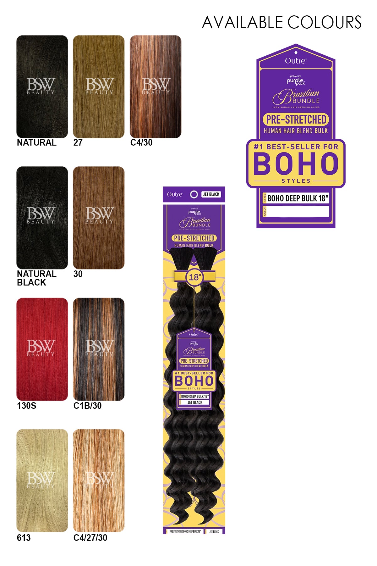 OUTRE PURPLE PACK BRAZILIAN BOHO DEEP BULK 18"