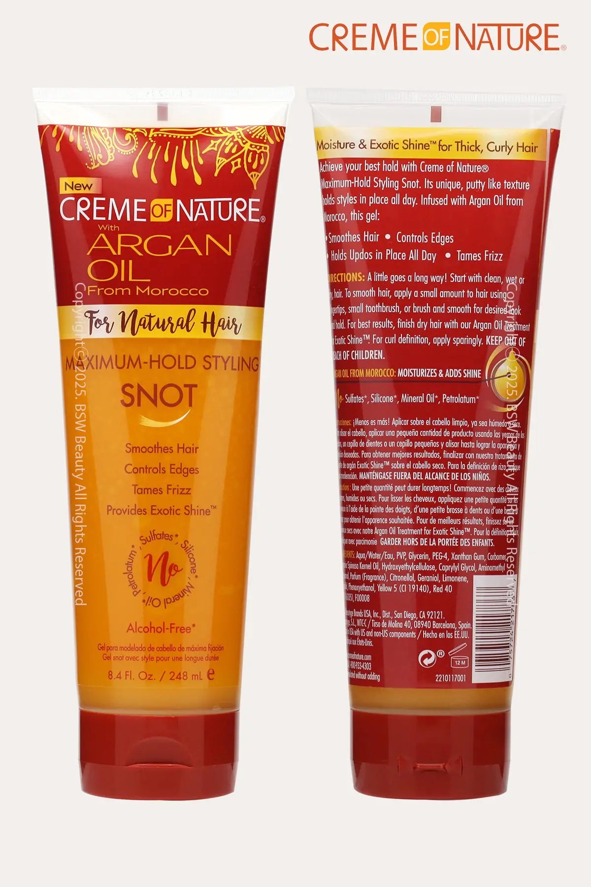 CREME OF NATURE ARGAN OIL MAXIMUM HOLD STYLING SNOT 8.4oz - BSW BEAUTY CANADA