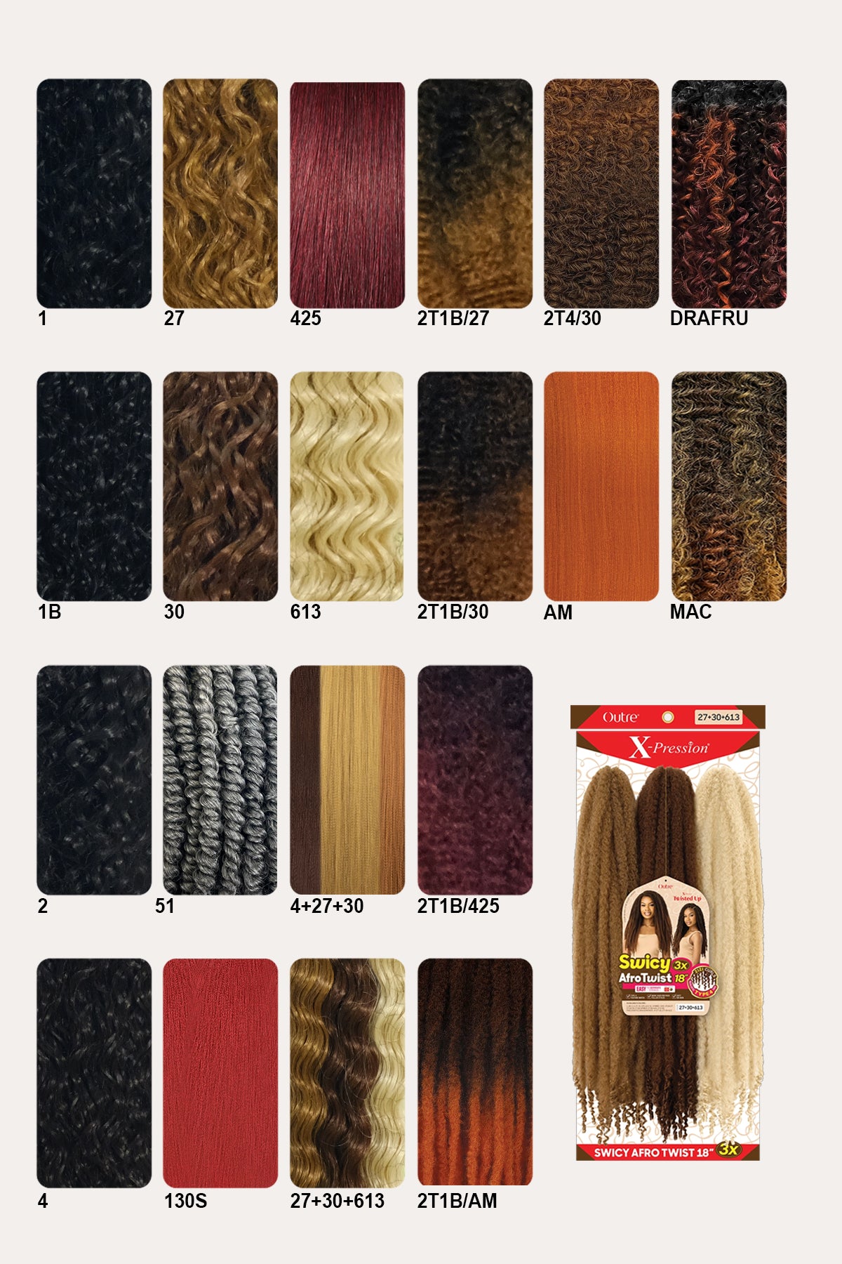 OUTRE  X-PRESSION TWISTE UP 3X SWICY AFRO TWIST 18"