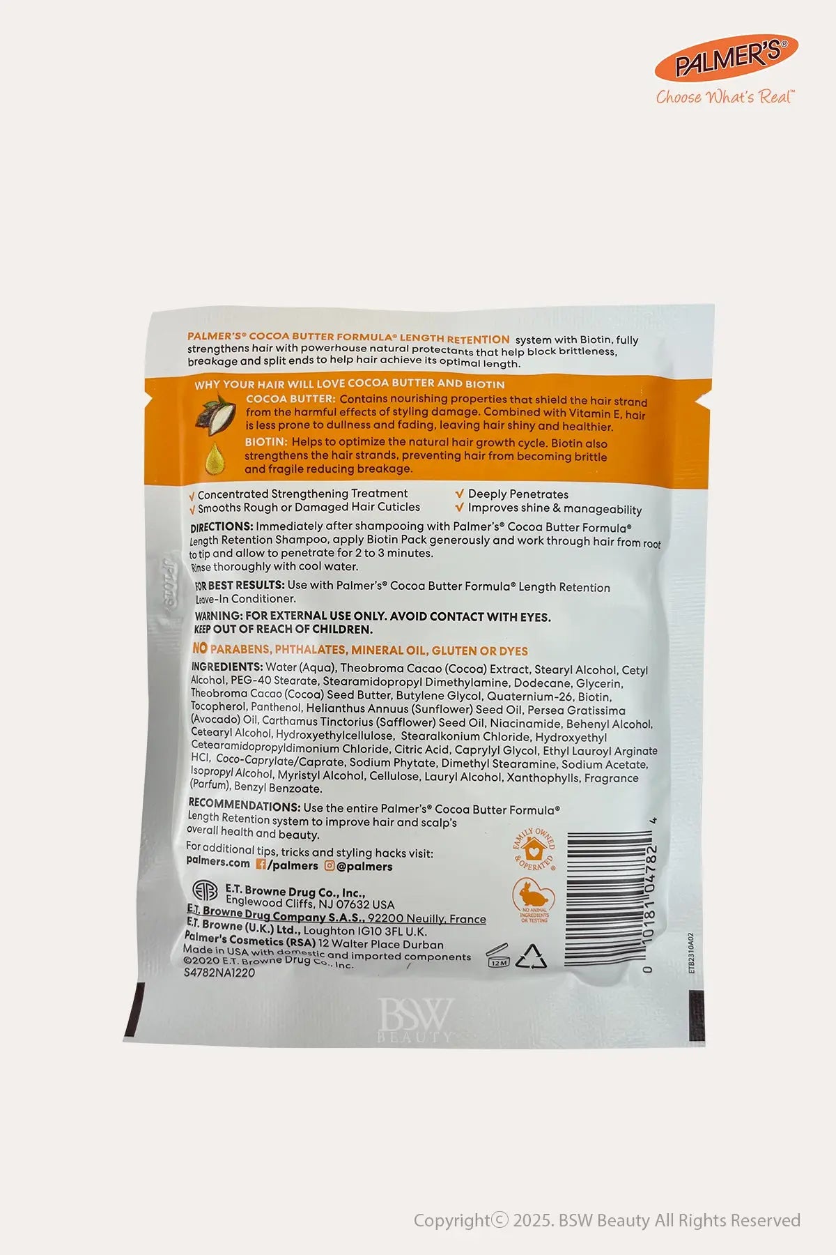 PALMER'S COCOA BUTTER FORMULA LENGTH RETENTION BIOTIN PACK 2.1oz - BSW BEAUTY CANADA