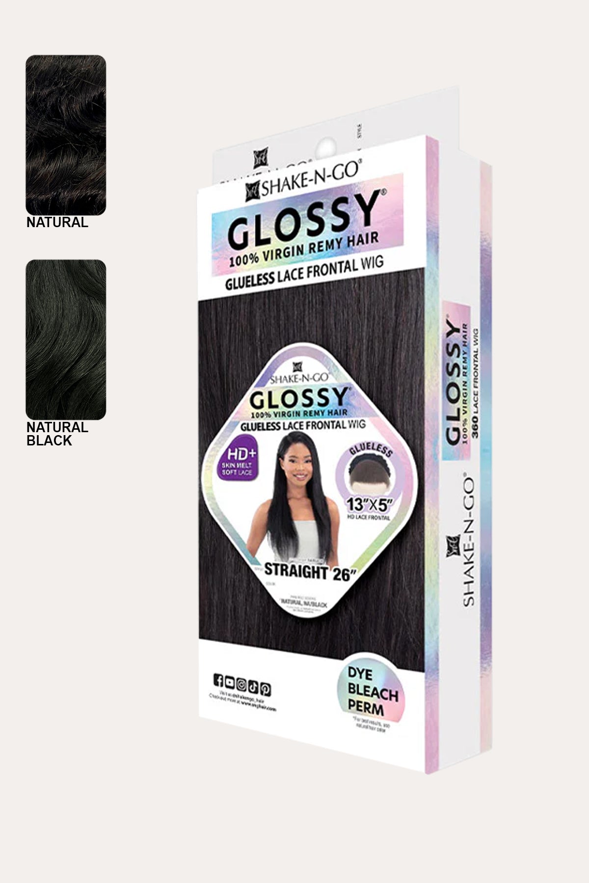SHAKE N GO  GLOSSY 100% VIRGIN REMY HAIR GLUELESS 13X5 HD LACE FRONT WIG - STRAIGHT 26
