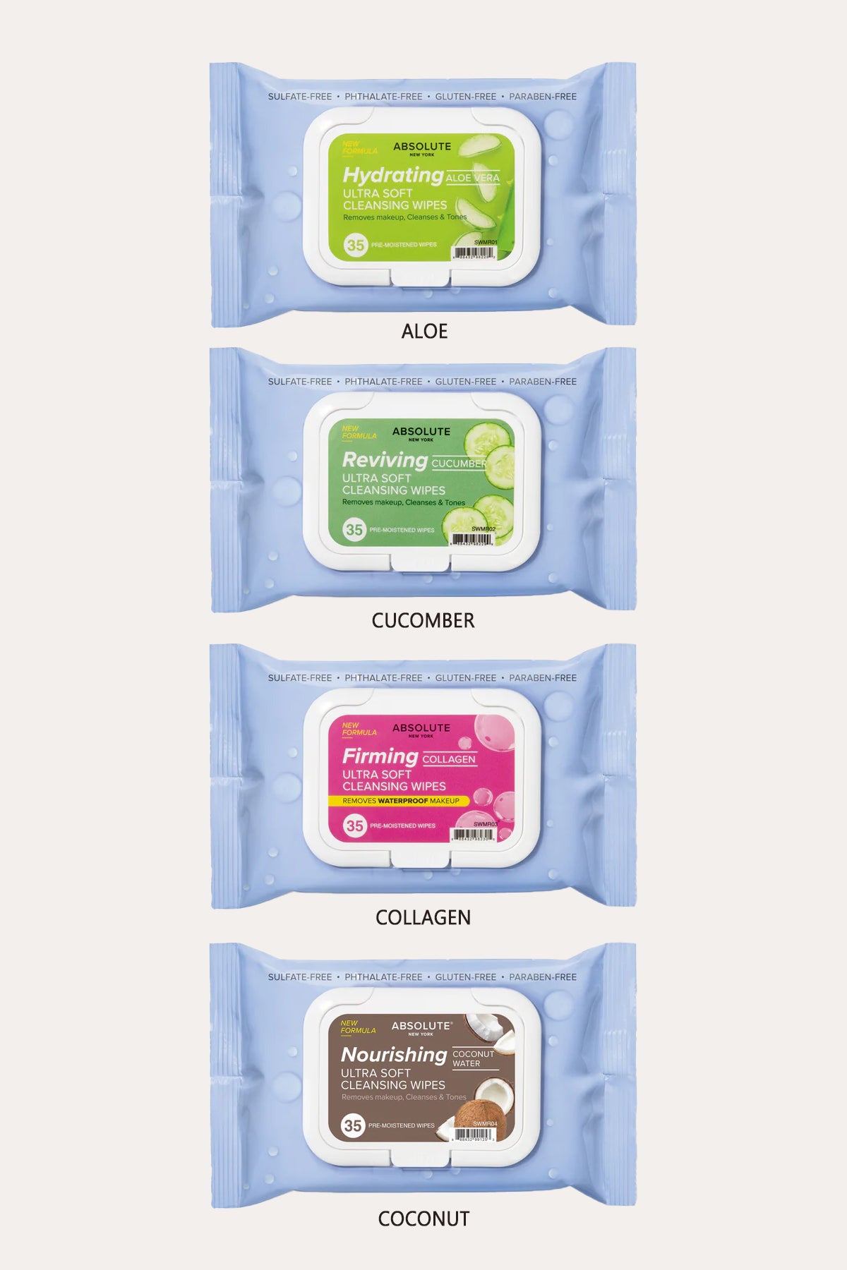 ABSOLUTE NEW YORK ULTRA SOFT CLEANSING WIPE - BSW BEAUTY CANADA