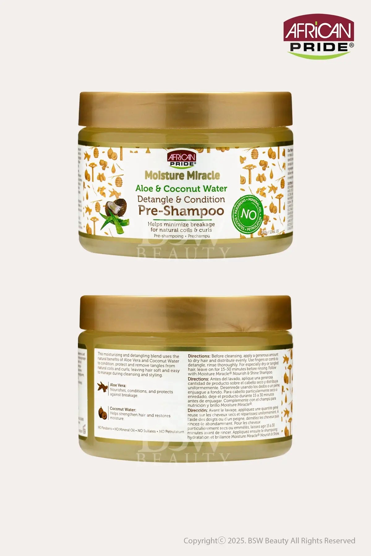 AFRICAN PRIDE MOISTURE MIRACLE DETANGLE & CONDITION PRE-SHAMPOO 12oz - BSW BEAUTY CANADA