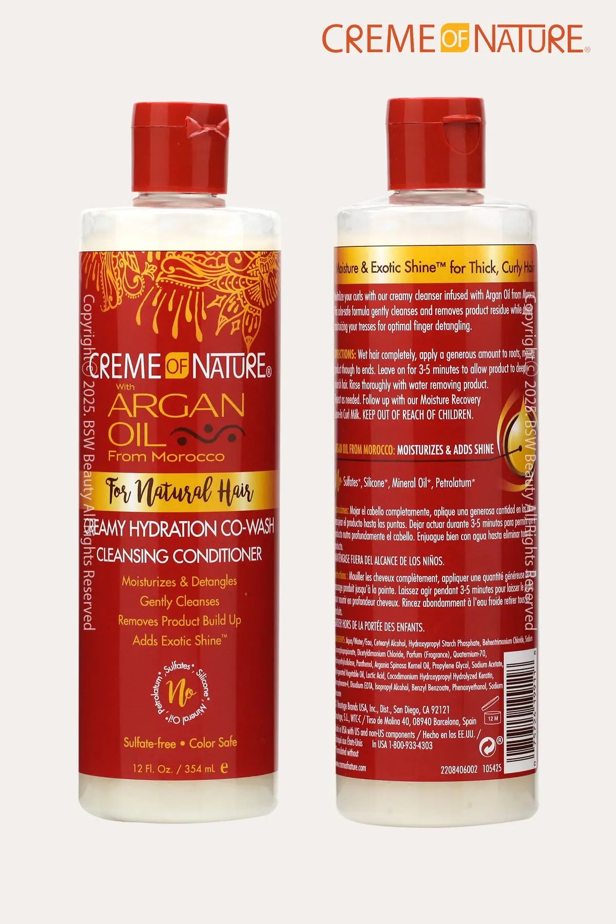 CREAM OF NATURE ARGAN OIL CREAMY HYDRATION CO WASH CLEANSING CONDITIONER 12oz - BSW BEAUTY CANADA