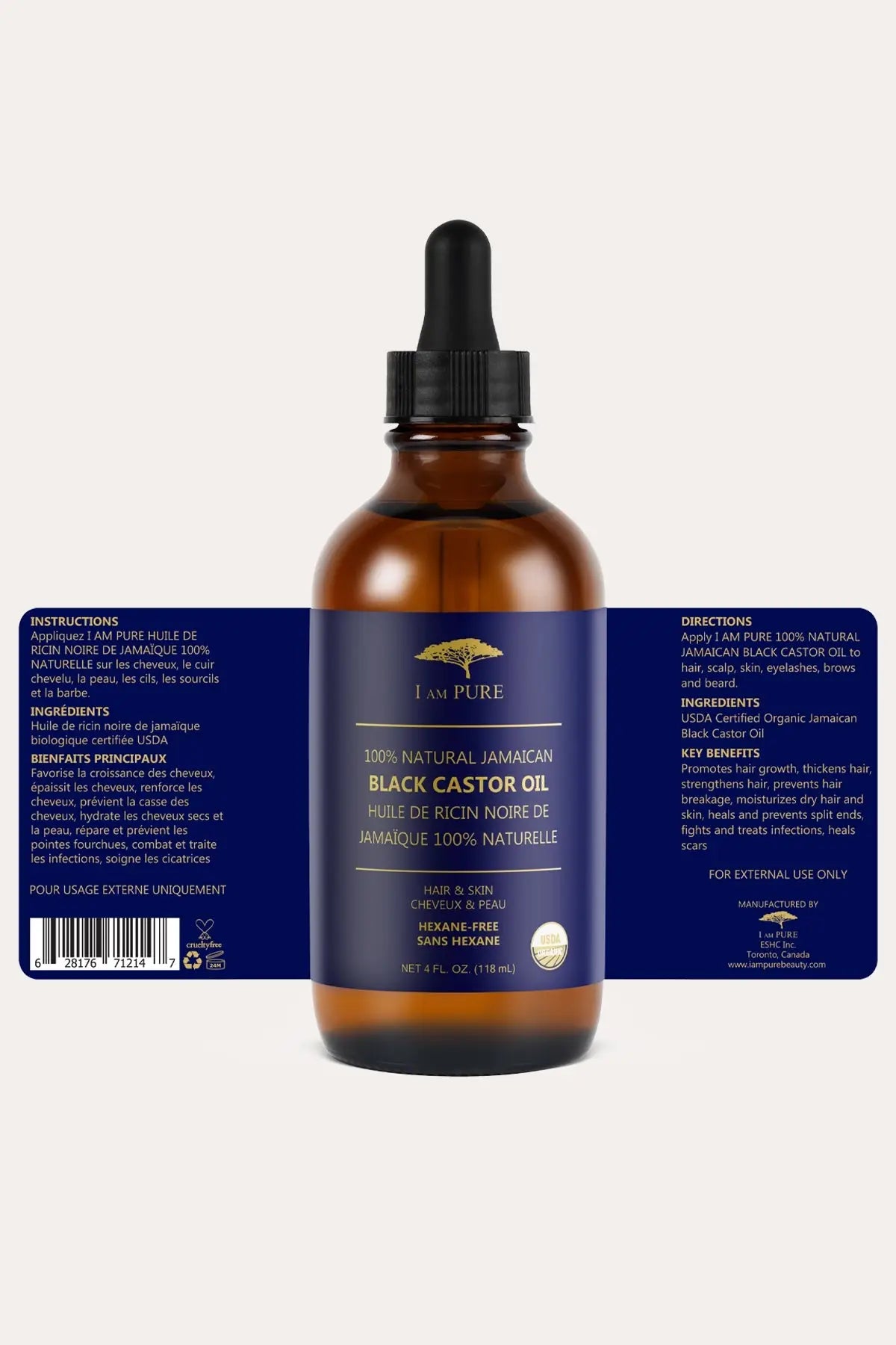 I AM PURE 100% NATURAL JAMAICAN BLACK CASTOR OIL I AM PURE