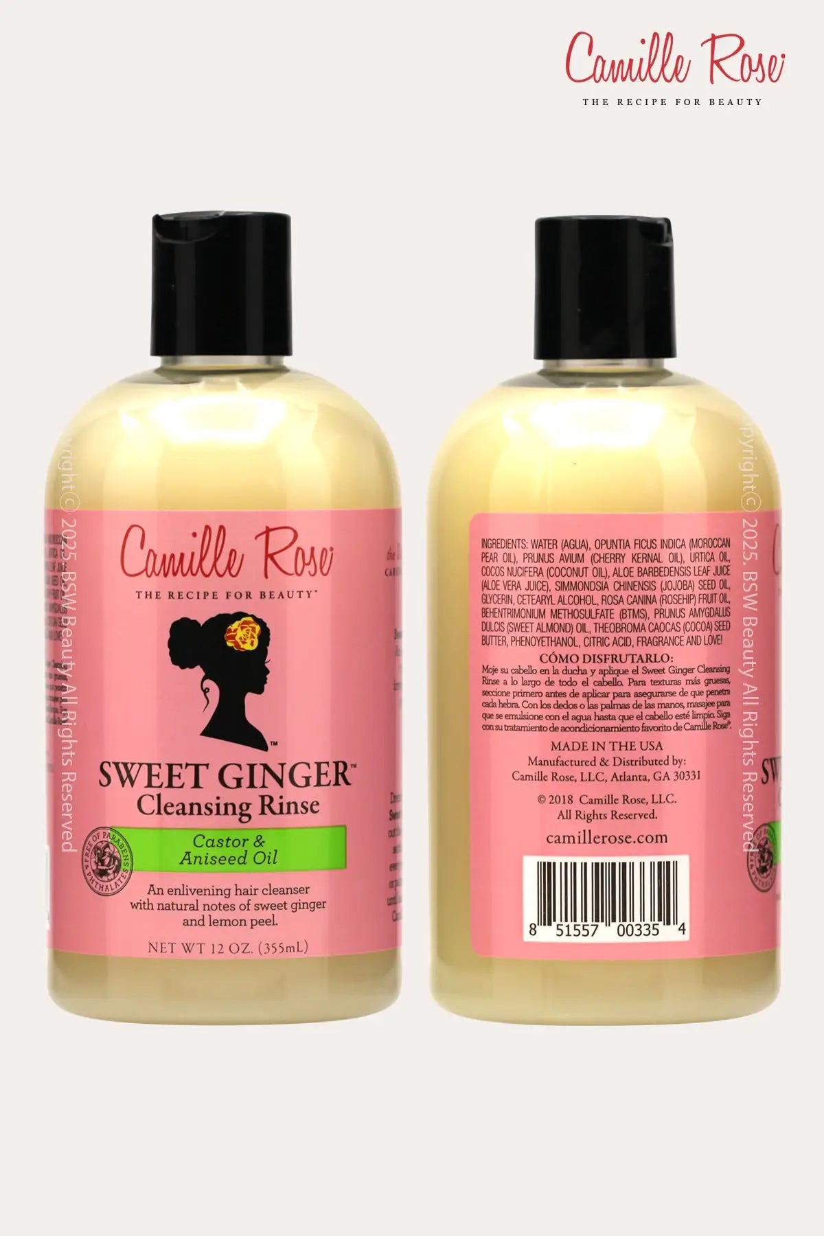 CAMILLE ROSE NATURALS SWEET GINGER CLEANSING RINSE CASTOR OIL & ANISEED OIL 12oz - BSW BEAUTY CANADA