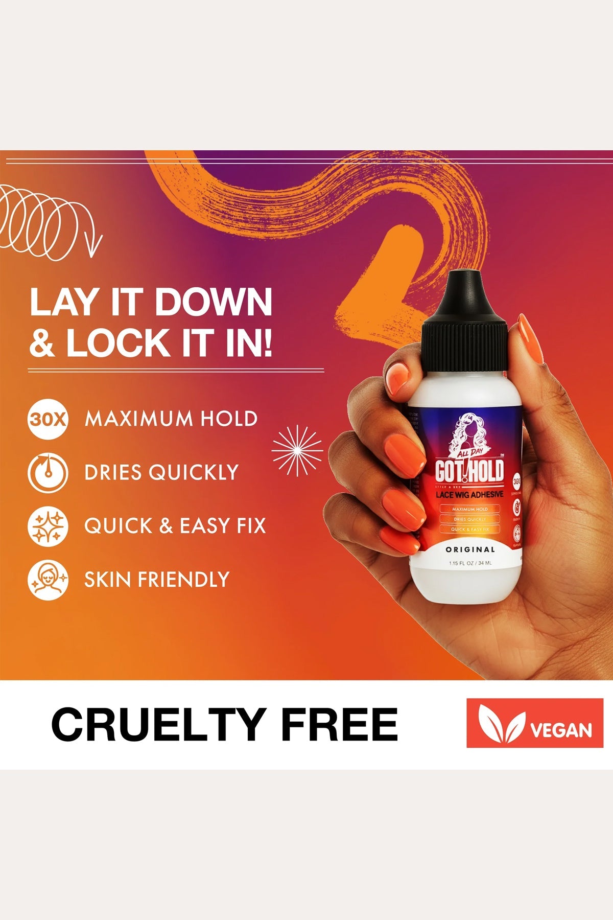 ALL DAY GOT HOLD LACE WIG ADHESIVE GLUE 34ml EBIN NEW YORK