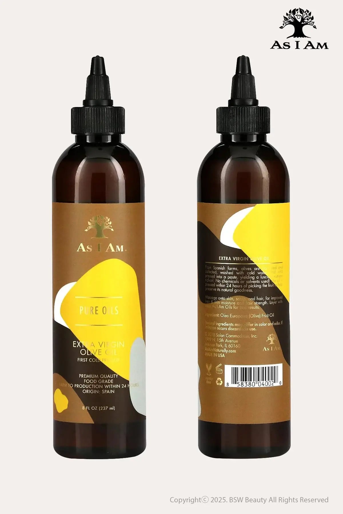 AS I AM PURE OILS EXTRA VIRGIN OLIVE OIL 8oz - BSW BEAUTY CANADA