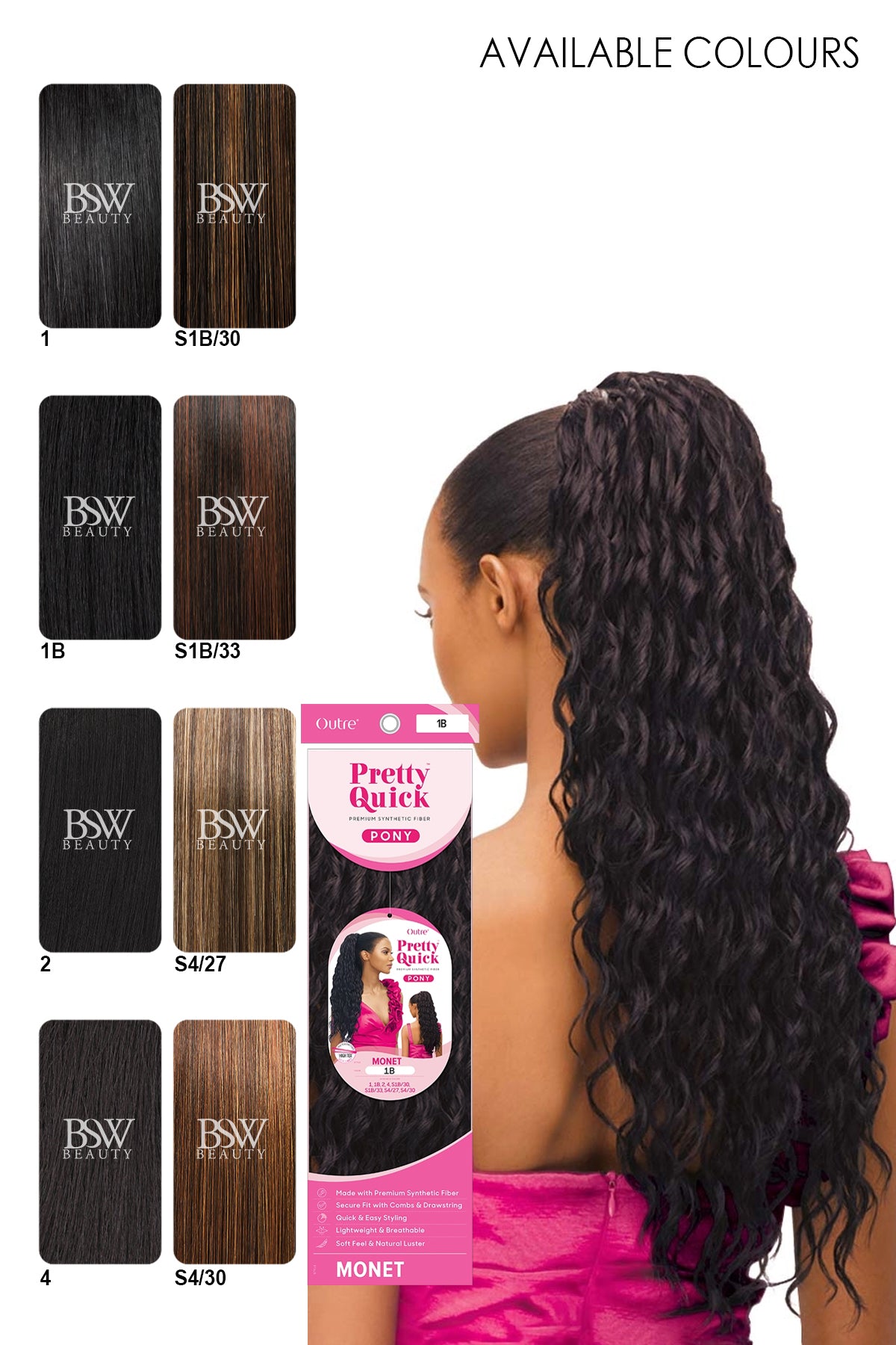 OUTRE PRETTY QUICK PREMIUM SYNTHETIC FIBER PONY - MONET - BSW BEAUTY CANADA