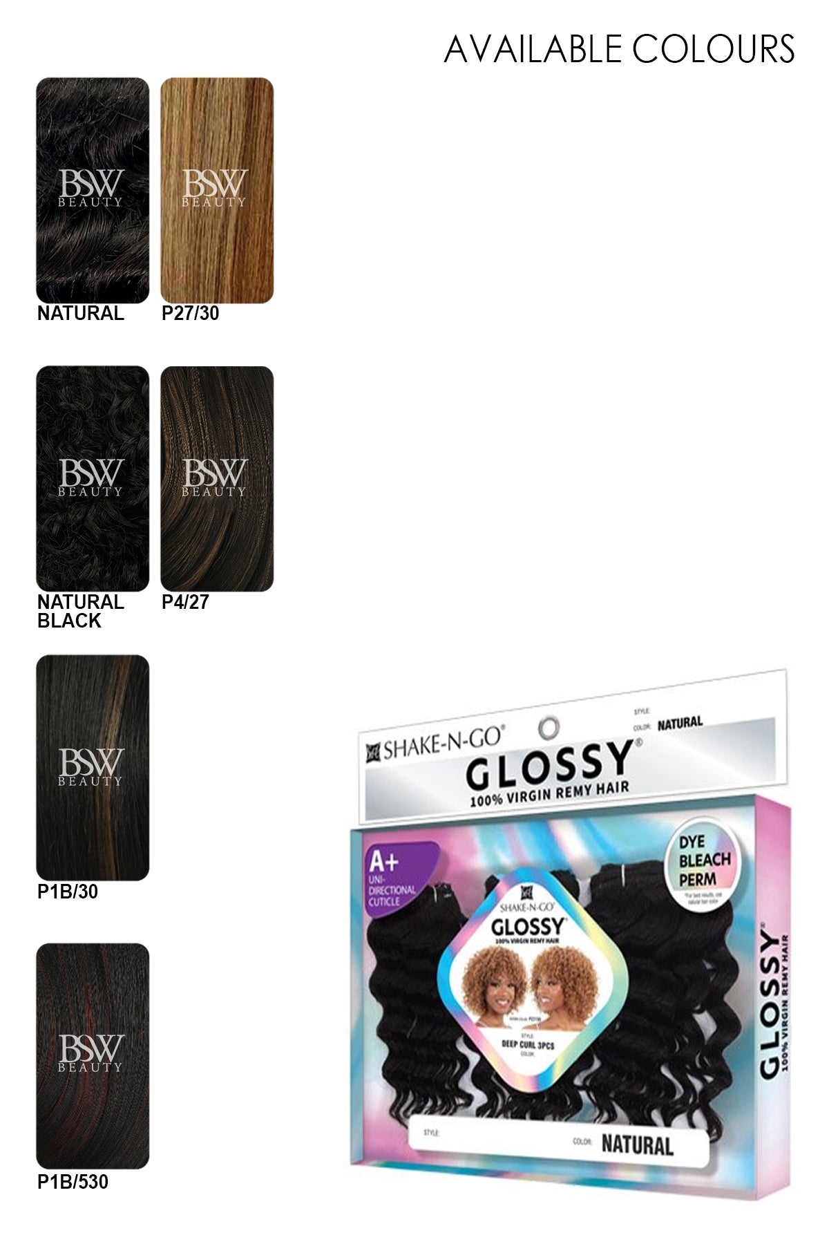 SHAKE N GO VIRGIN REMY HAIR WEAVE GLOSSY - DEEP CURL 3PCS - BSW BEAUTY CANADA