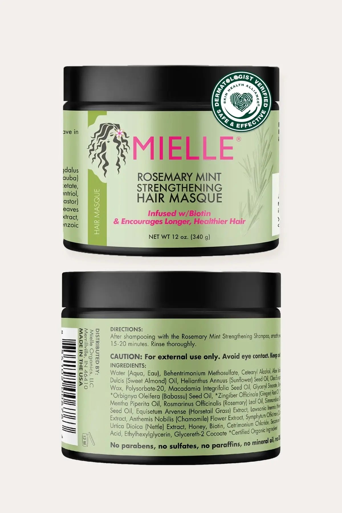 MIELLE ROSEMARY MINT STRENGTHENING HAIR MASQUE 12oz MIELLE ORGANICS