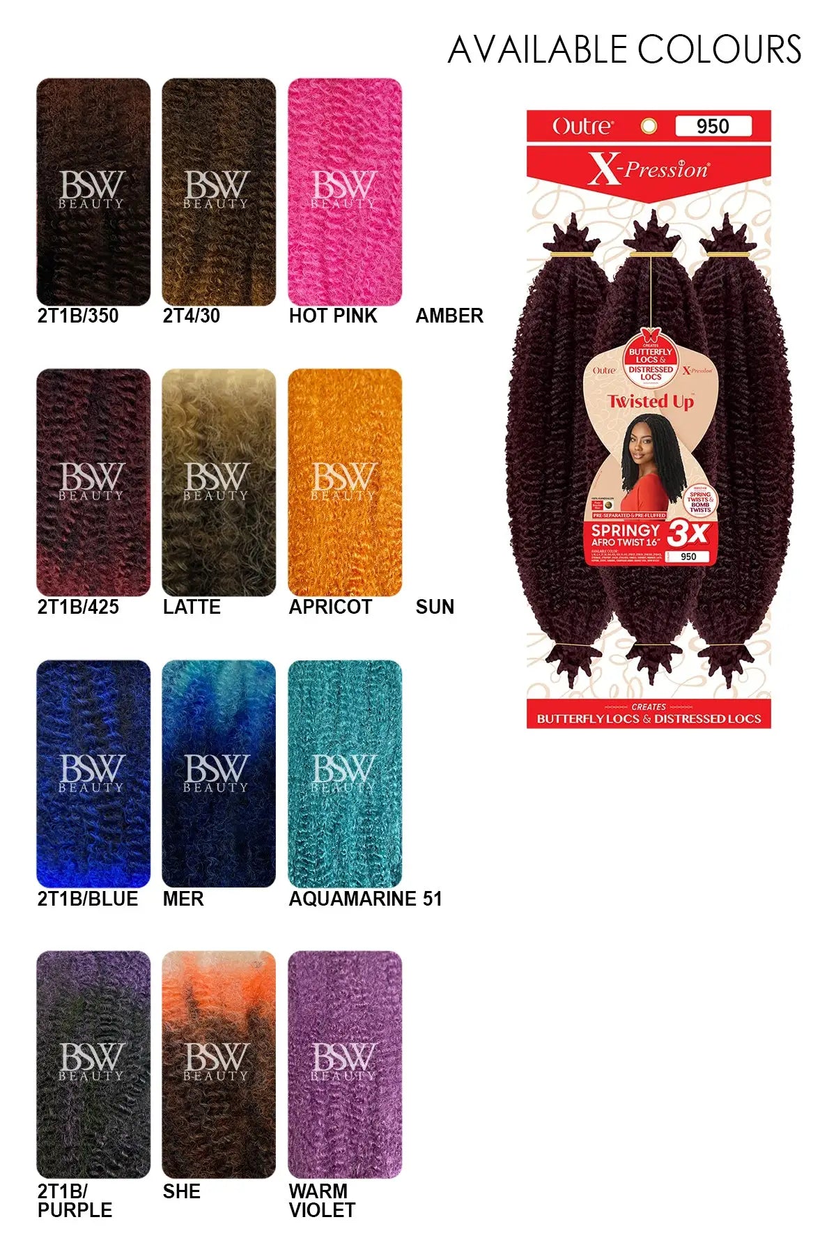 OUTRE X-PRESSION CROCHET BRAID TWISTED UP 3X SPRINGY AFRO TWIST - 16" - BSW BEAUTY CANADA