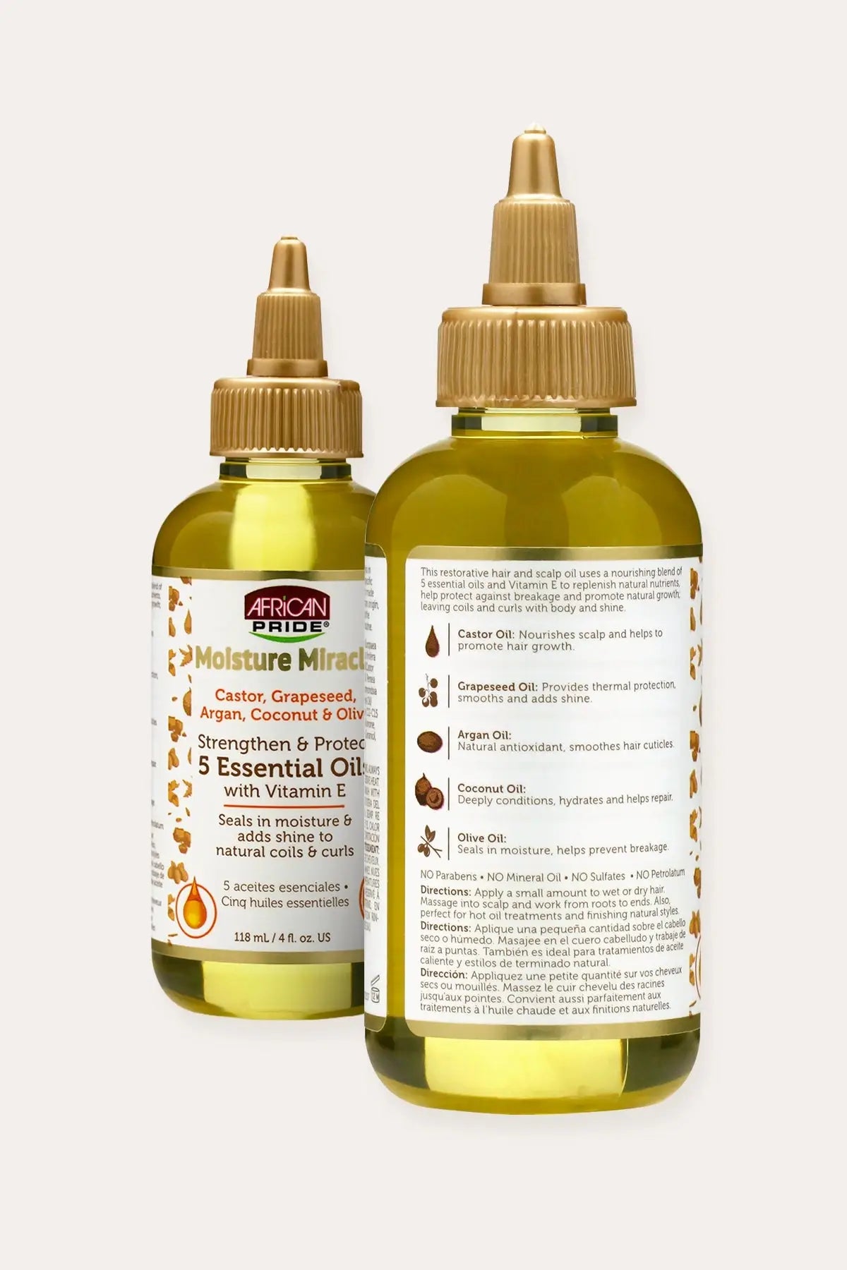 AFRICAN PRIDE MOISTURE MIRACLE STRENGTHEN & PROTECT 5 ESSENTIAL OILS 4oz AFRICAN PRIDE