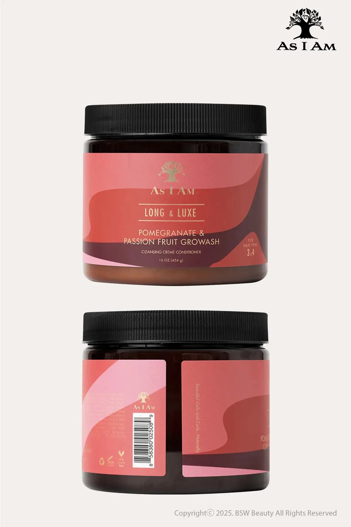 AS I AM LONG AND LUXE POMEGRANATE & PASSION FRUIT GROWASH CLEANSING CREME CONDITIONER 16oz - BSW BEAUTY CANADA