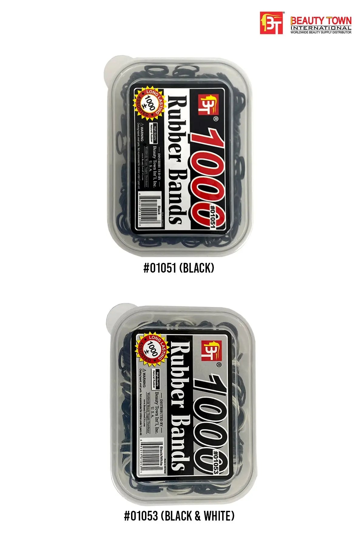 BEAUTY TOWN HIGH QUALITY RUBBER BAND 1,000PCS CONTAINER - BSW BEAUTY CANADA