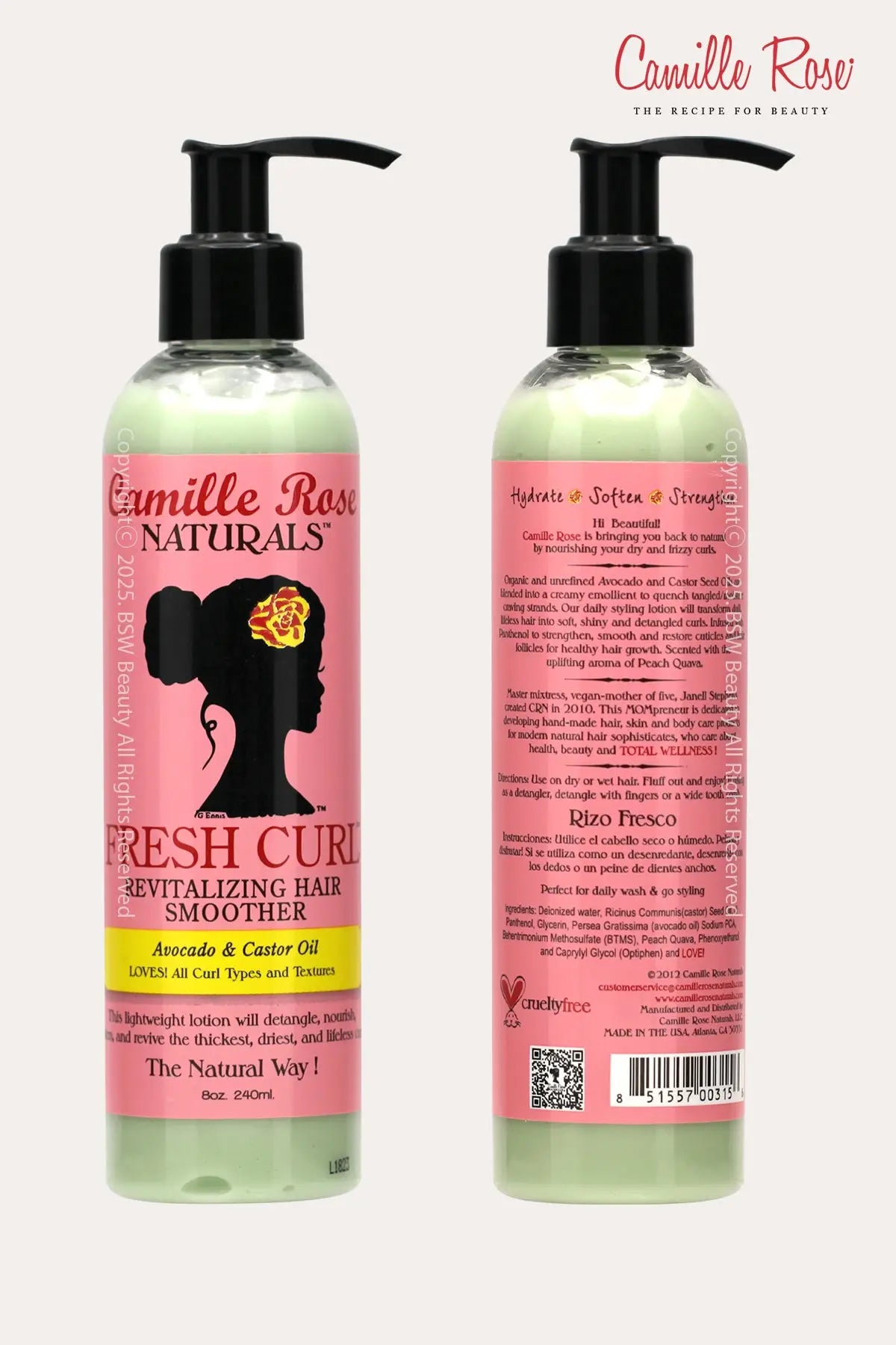 CAMILLE ROSE NATURALS FRESH CURL REVITAL HAIR SMOOTHER AVOCADO & CASTOR OIL 8oz - BSW BEAUTY CANADA