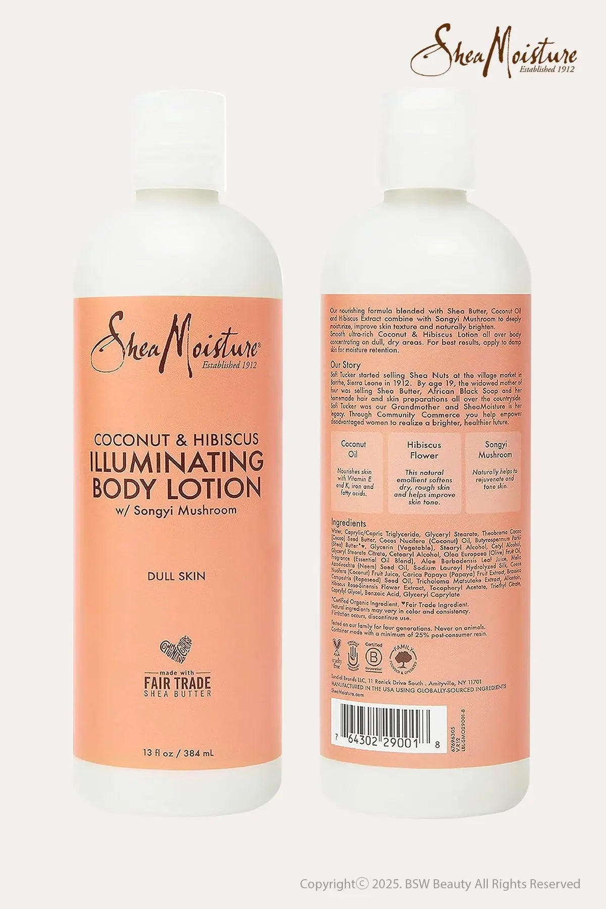SHEA MOISTURE COCONUT & HIBISCUS ILLUMINATING BODY LOTION 13oz - BSW BEAUTY CANADA