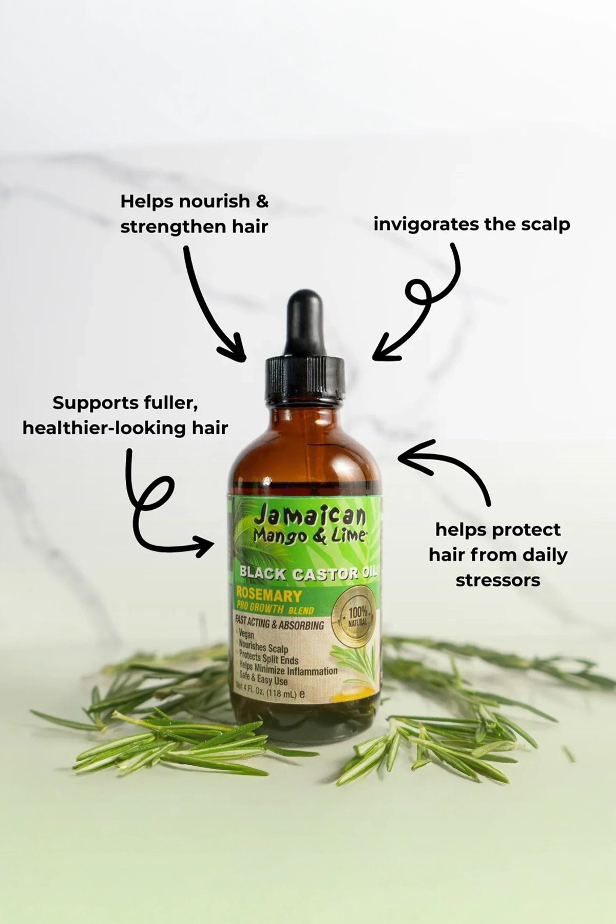 JAMAICAN MANGO & LIME BLACK CASTOR OIL - ROSEMARY