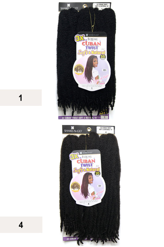 SHAKE N GO FREETRESS EQUAL BRAID - 3X CUBAN TWIST SOFT & NATURAL 16" - BSW BEAUTY CANADA