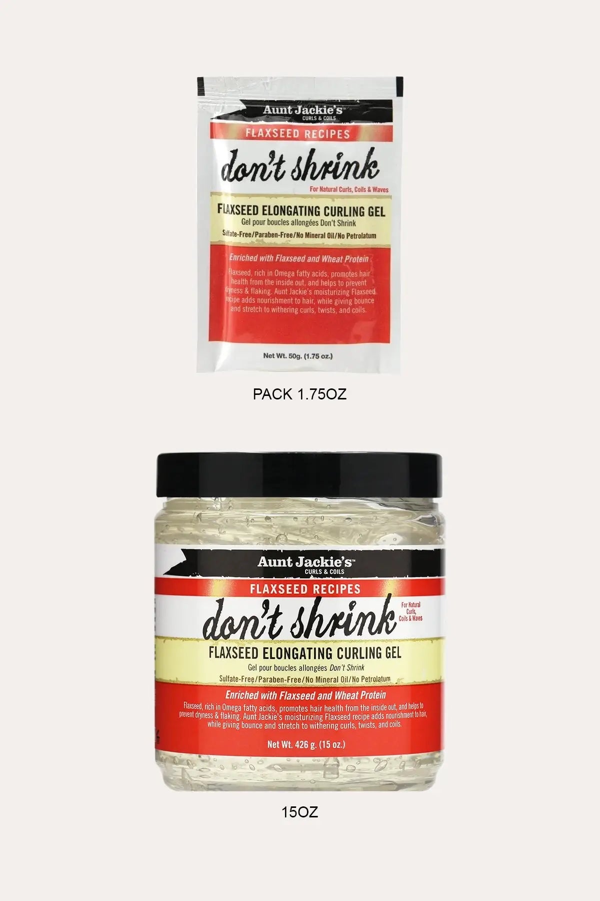 AUNT JACKIES DON'T SHRINK FLAXSEED ELONGATING CURLING GEL AUNT JACKIE'S