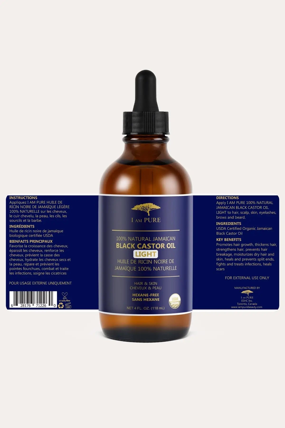 I AM PURE 100% NATURAL JAMAICAN BLACK CASTOR OIL I AM PURE