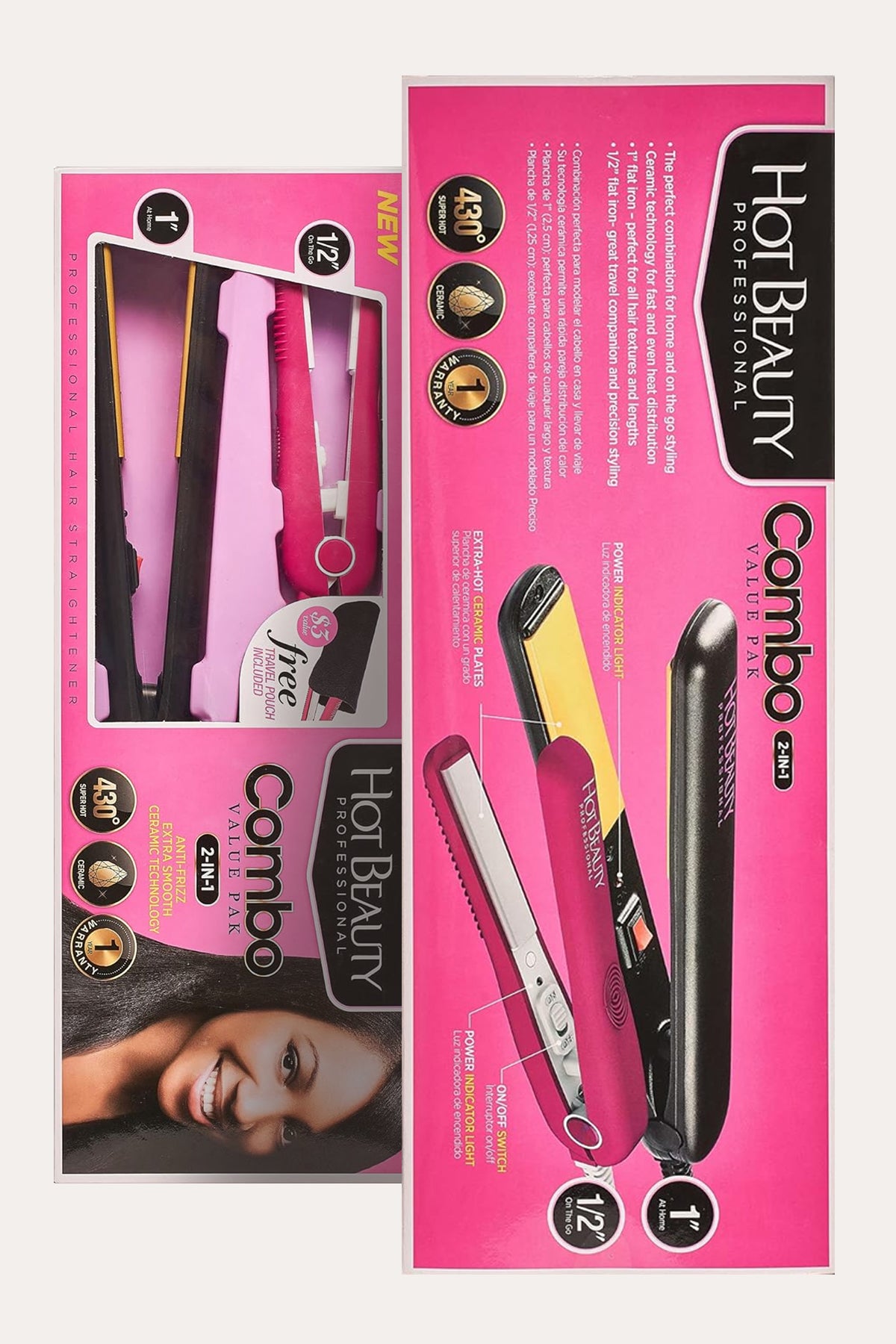 HOT BEAUTY FLAT IRONS 2 IN VALUE PACK HFID01N - BSW BEAUTY CANADA