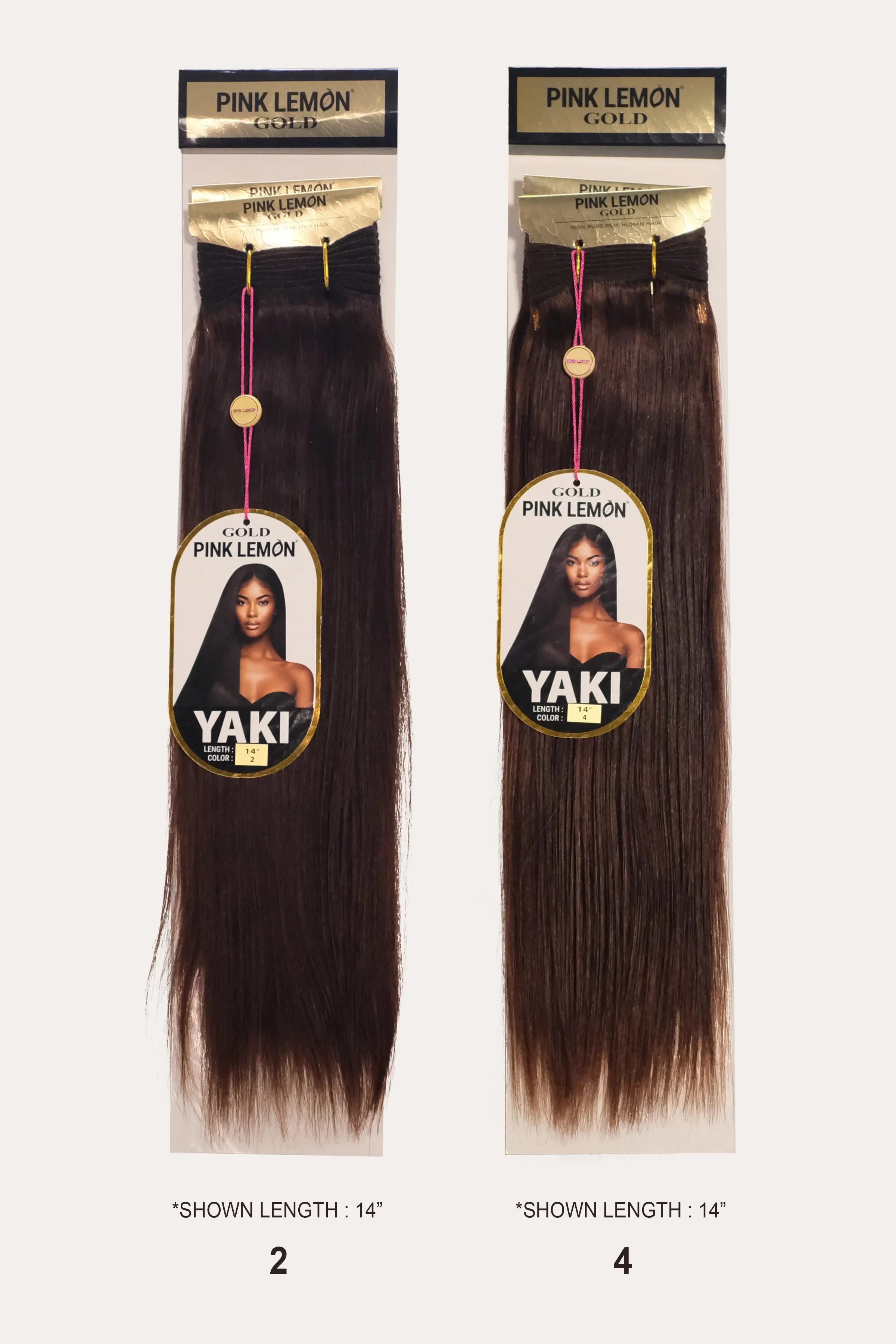 PINK LEMON GOLD 100% REMI HUMAN HAIR WEAVE - YAKI 16" PINK LEMON